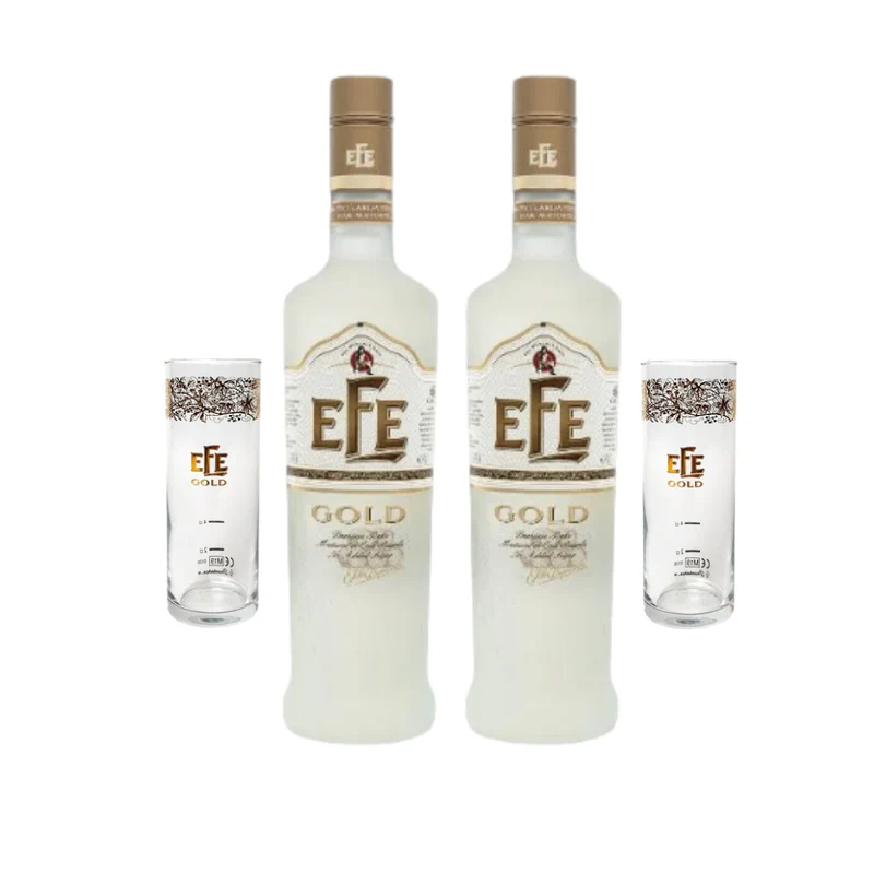 Efe Gold Rakı 2er Set – 2 Flaschen + 2 Gläser gratis
