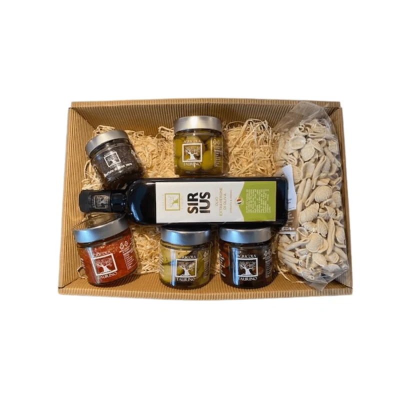 GESCHENKKORB ANTIPASTO MISTO - Handgemachte Antipasti / Feinkost von AGRICOLA TAURINO (Salento Apulien Puglia)