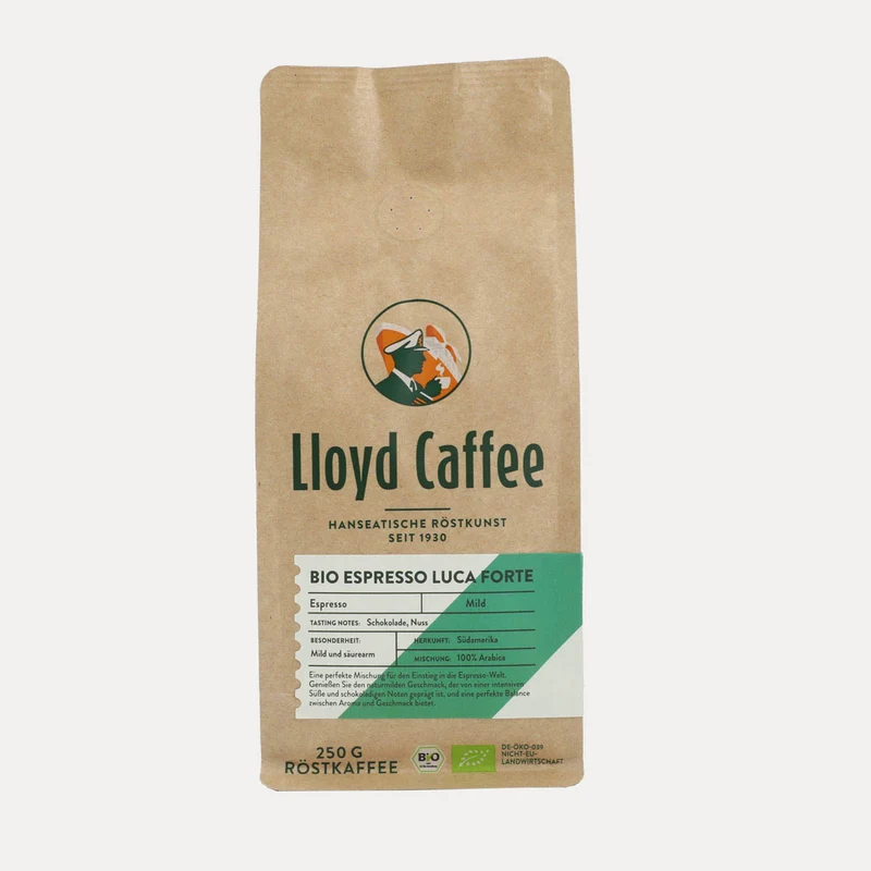 Lloyd Caffee – Bio Espresso Luca Forte – ganze Bohne 250 g