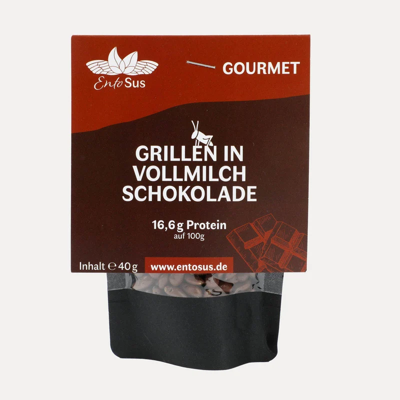 Grillen in Schokolade EntoSus – Vollmilch, Weiße, Zartbitterschokolade – 40 g
