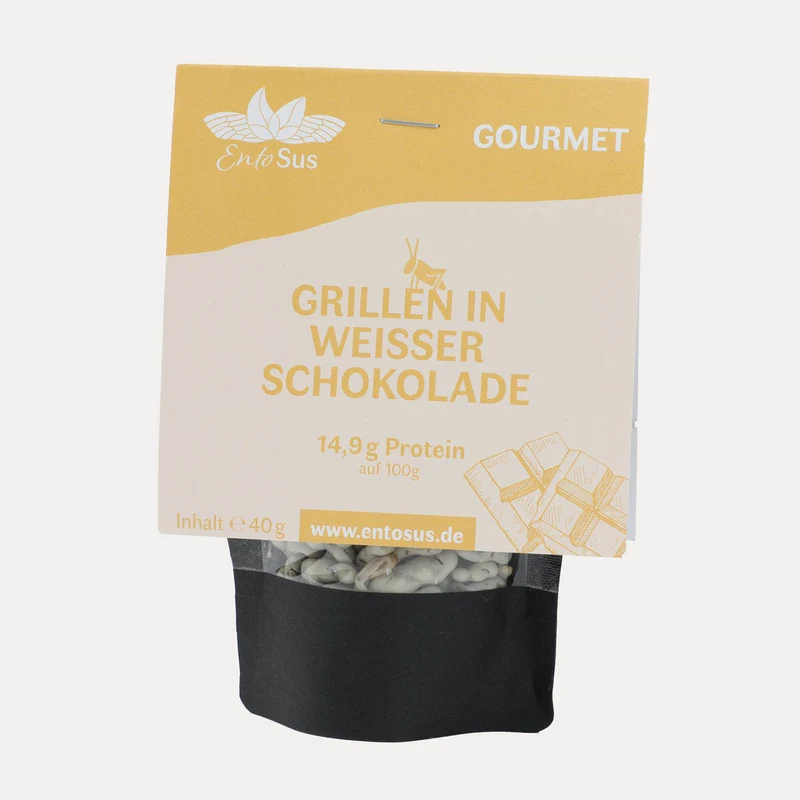 Grillen in Schokolade EntoSus – Vollmilch, Weiße, Zartbitterschokolade – 40 g
