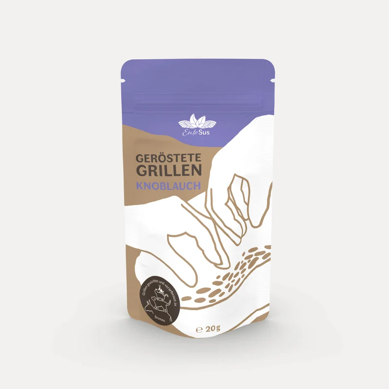 Geröstete Grillen zum Knabbern – EntoSus – Bio Knoblauch – 20 g