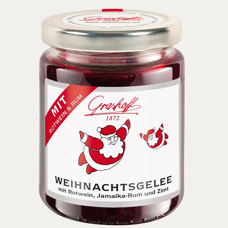 Weihnachts-Gelee mit Rum & Rotwein – Fruchtaufstrich Grashoff – 250 g