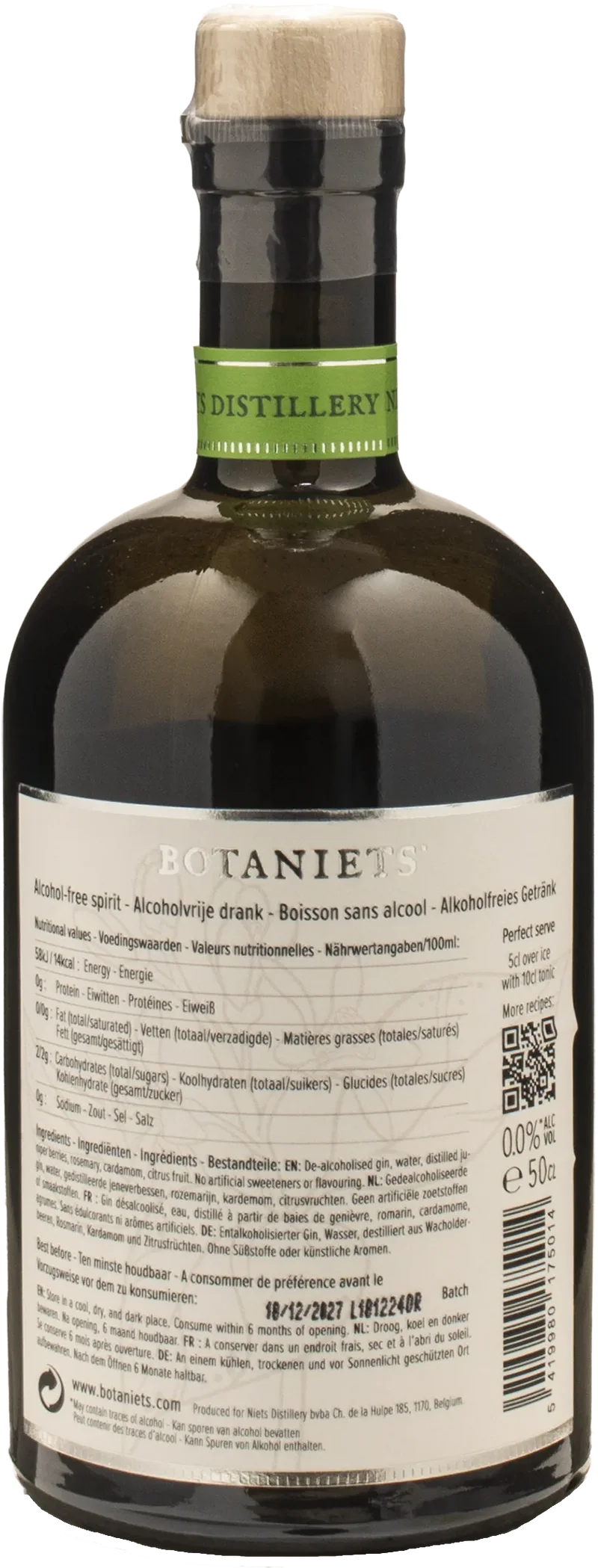 Botaniets Triple Distilled Gin Original Zero Alcohol 0.5L
