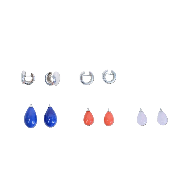 Creolen-Set „Silber-Flieder-Lachs-Blau"