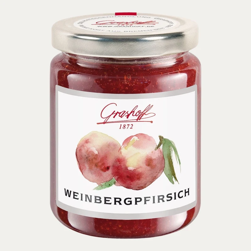 Weinbergpfirsich Konfitüre Extra – Fruchtaufstrich Grashoff – 250 g