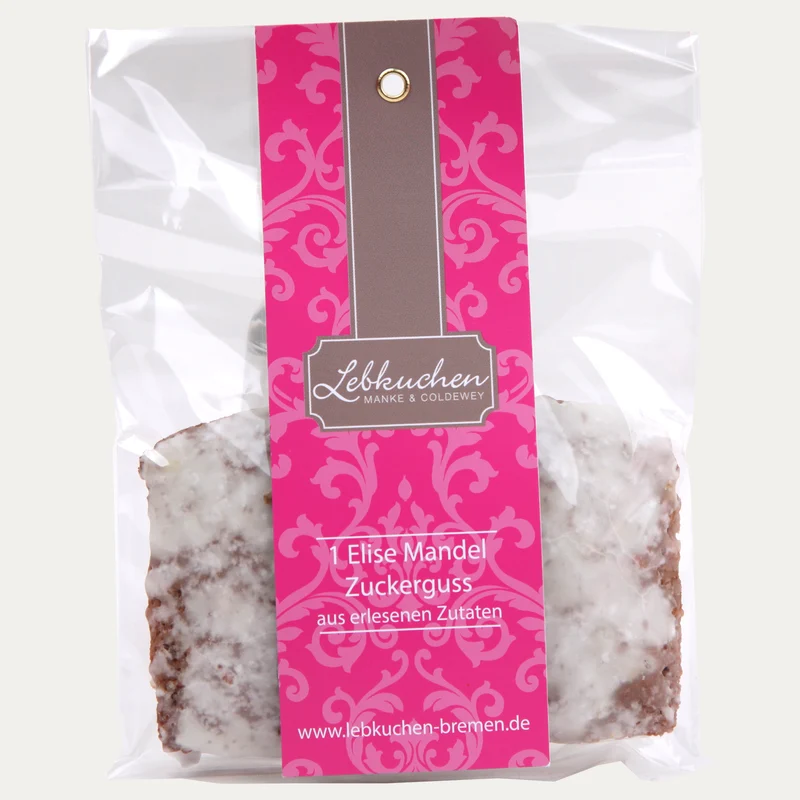 Mandel Elise – Natur, Schokolade oder Zuckerguss – 1 Stück – 70 g