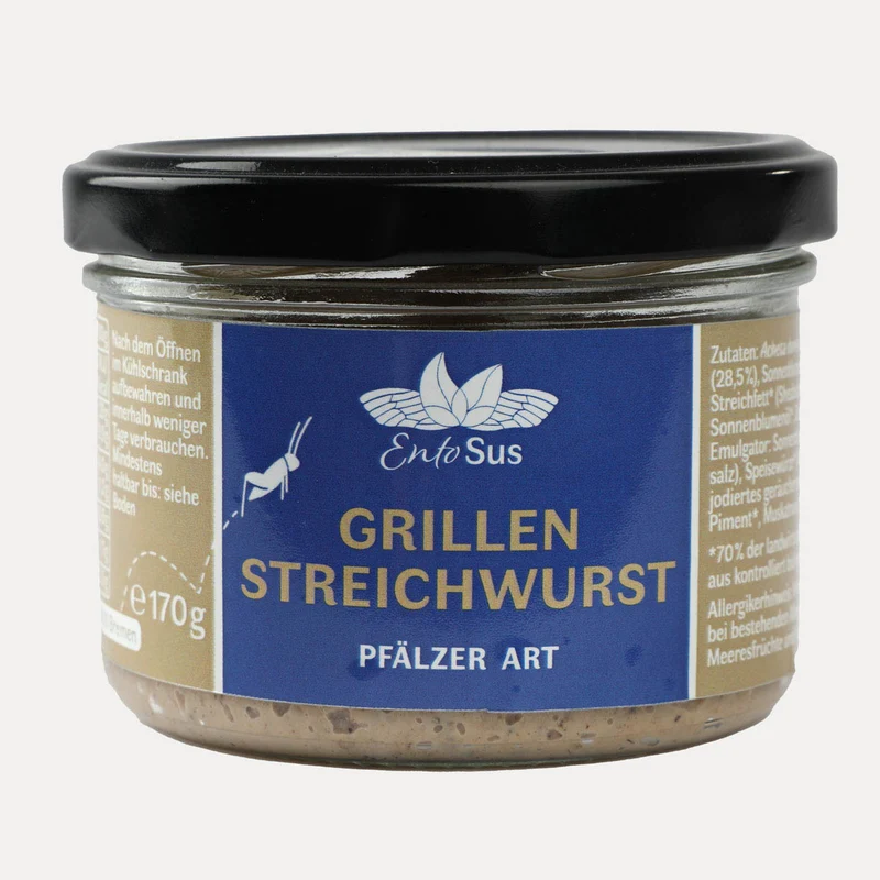Grillen Streichwurst Pfälzer Art Bio – EntoSus – 170 g / 90 g