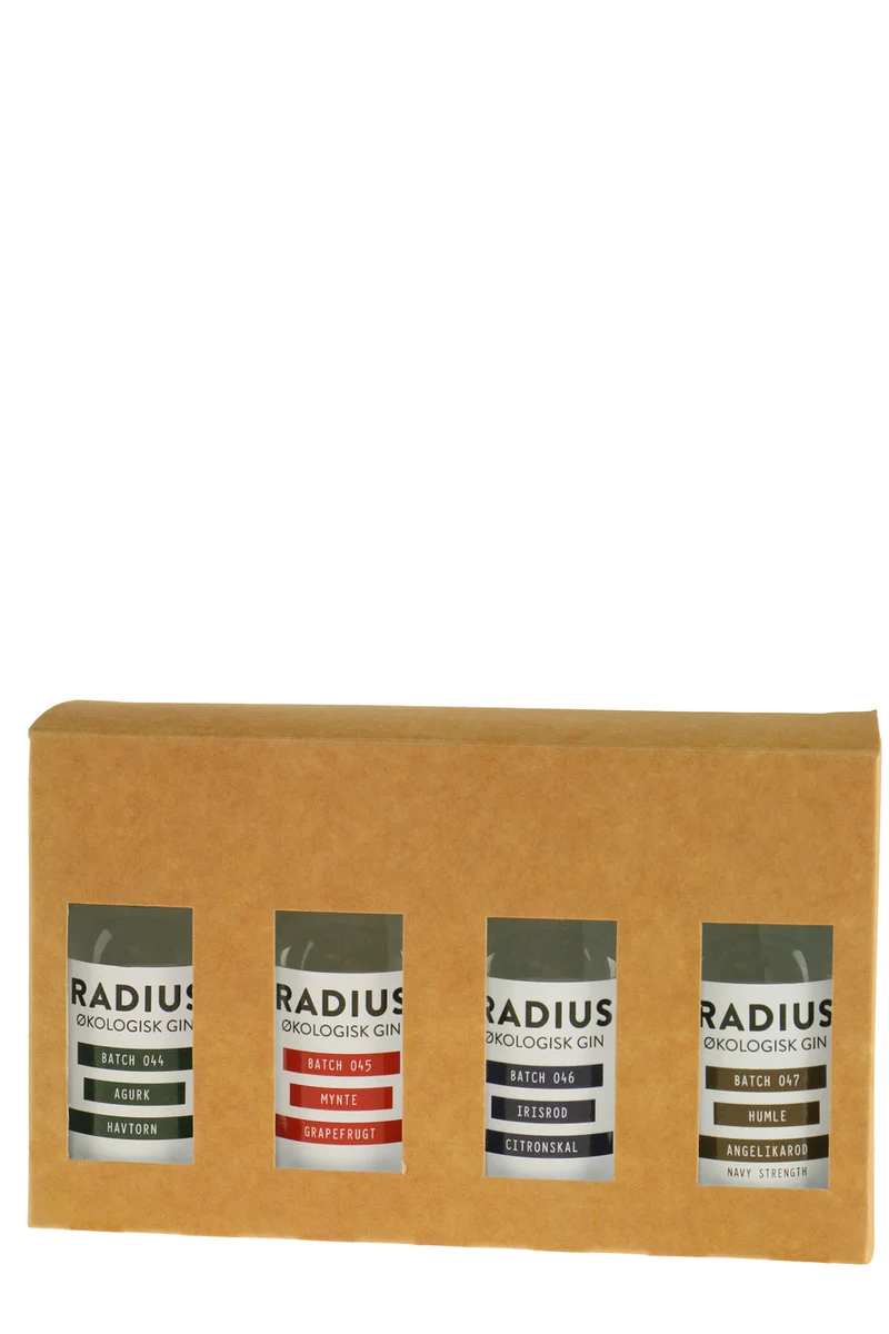 Radius Distillery Gin Smagesæt 4x5cl. ØKO