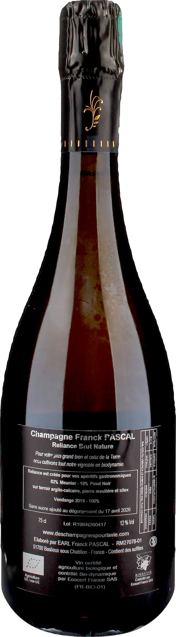 Franck Pascal Champagne Reliance Brut Nature 2019