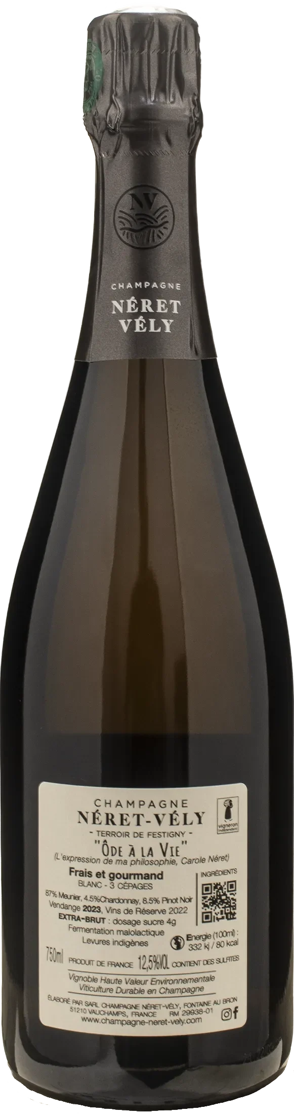 Neret Vely Champagne Blanc de Noirs Ode a la Vie Extra Brut