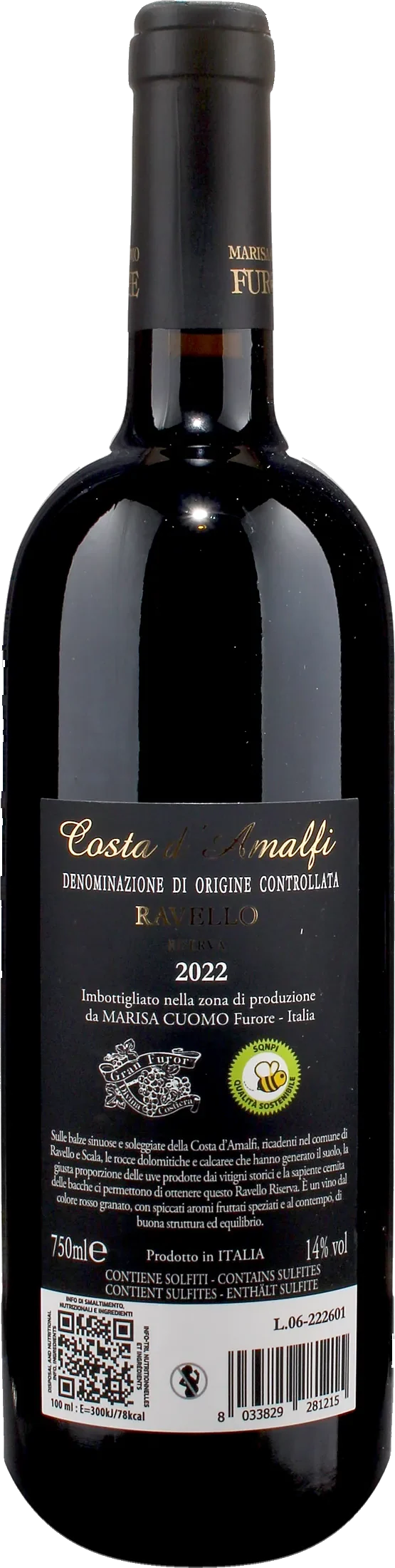 Marisa Cuomo Costa d'Amalfi Ravello Rosso Riserva 2022