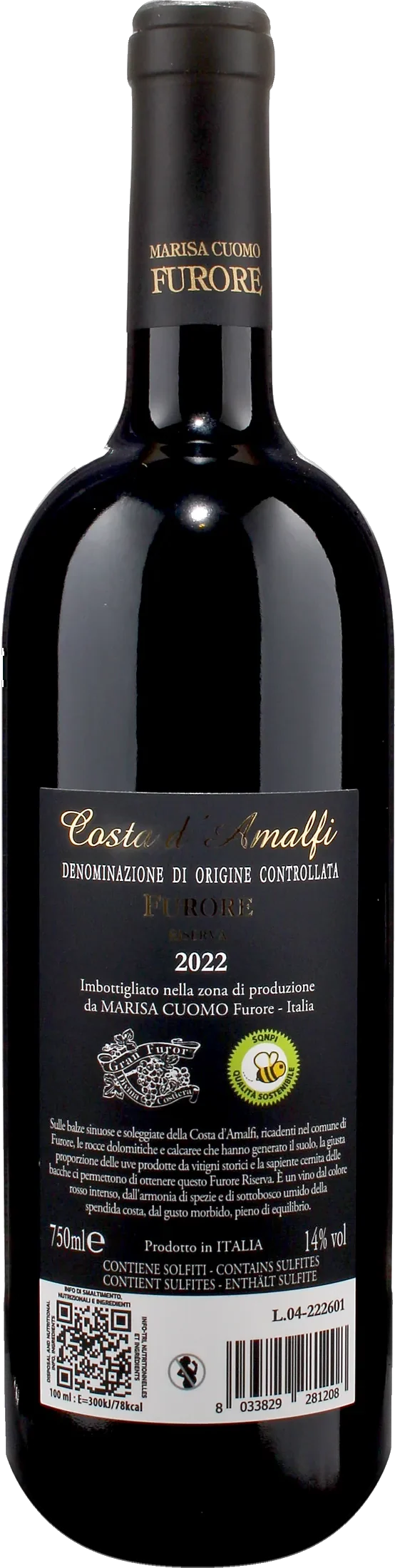 Marisa Cuomo Costa d'Amalfi Furore Rosso Riserva 2022