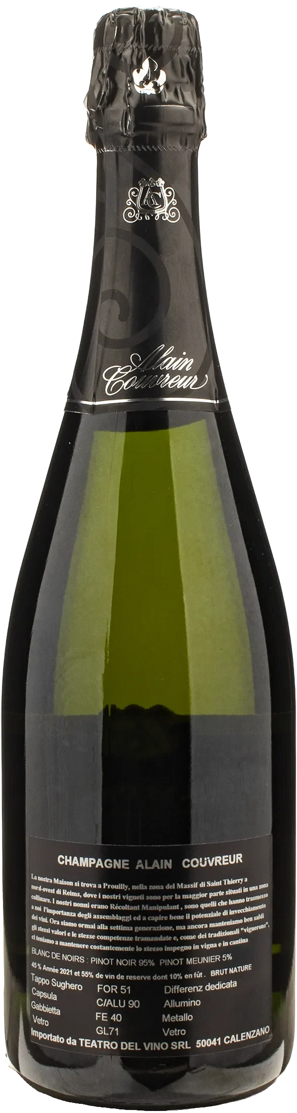 Alain Couvreur Champagne Blanc De Noirs Brut Nature