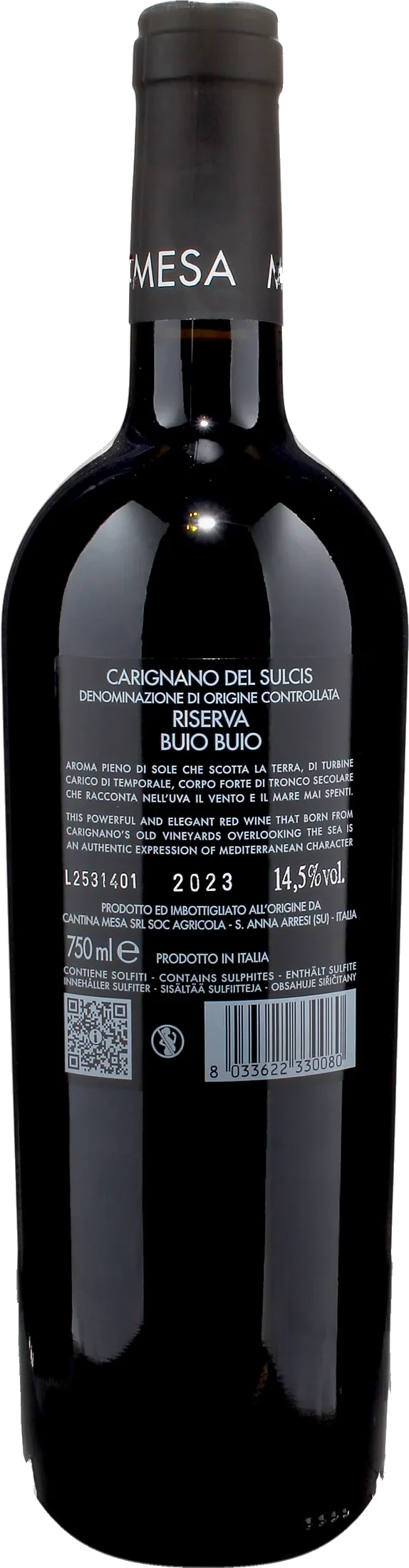 Mesa Carignano del Sulcis Riserva Buio Buio 2023