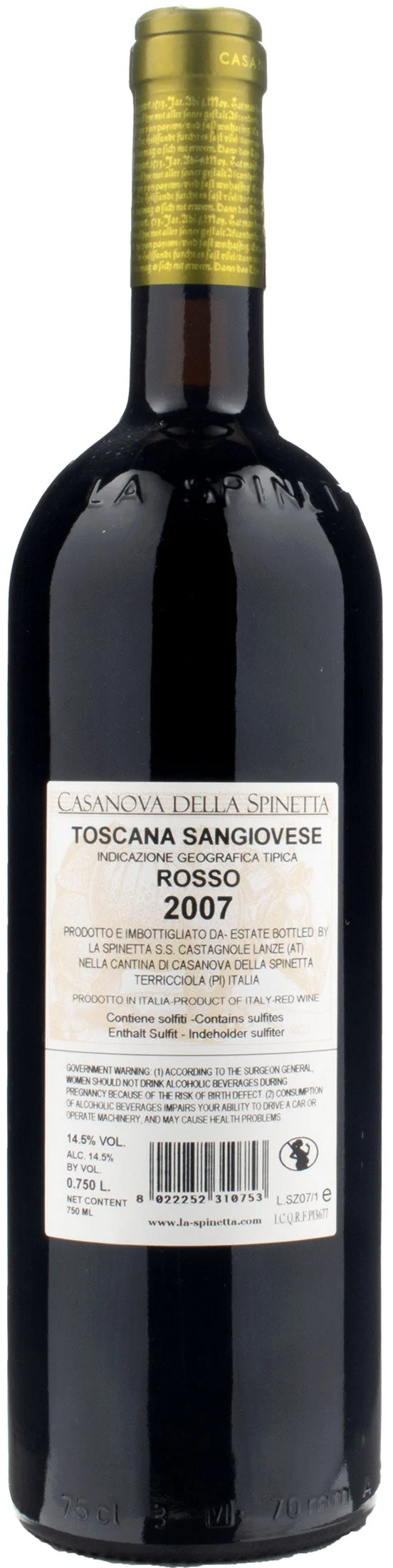 Casanova della Spinetta Toscana Sangiovese Rosso Sezzana 2007