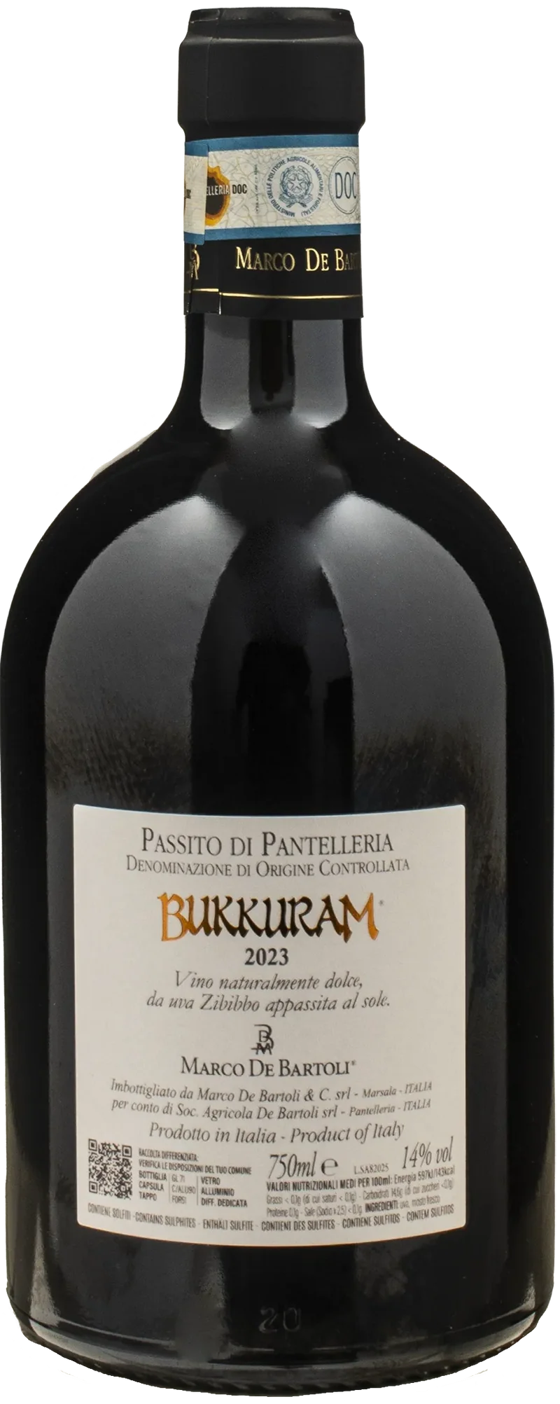 Marco De Bartoli Bukkuram Passito di Pantelleria Sole d'Agosto 2023