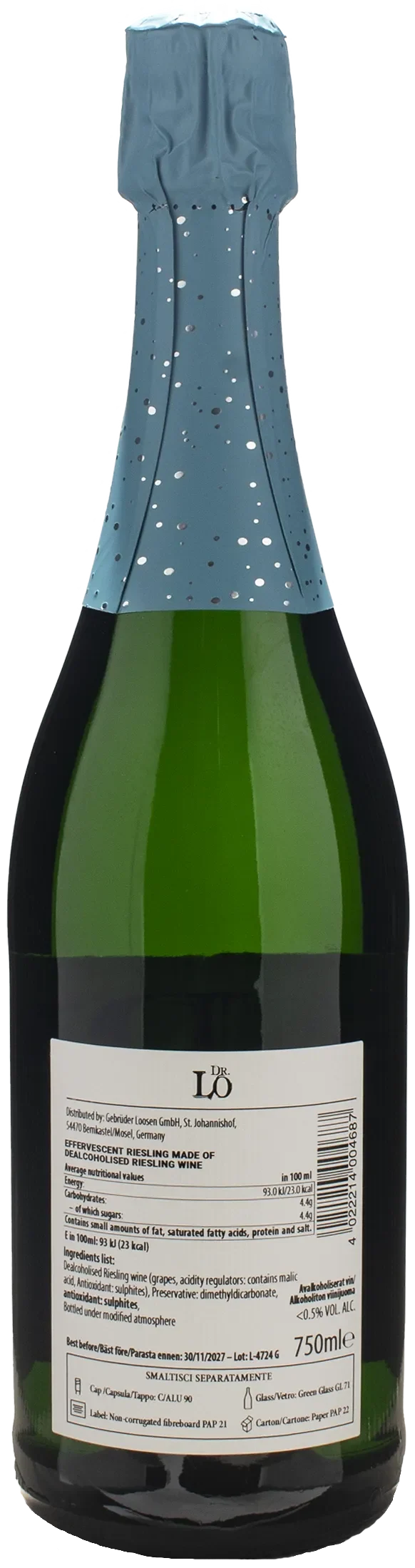 Dr. L.O. Riesling Sparkling Zero Alcol