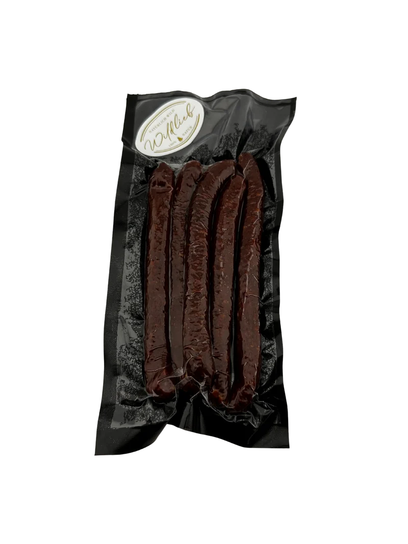 Damwild-Knacker mit Schweinespeck von Purely Green - VAKUUMIERT