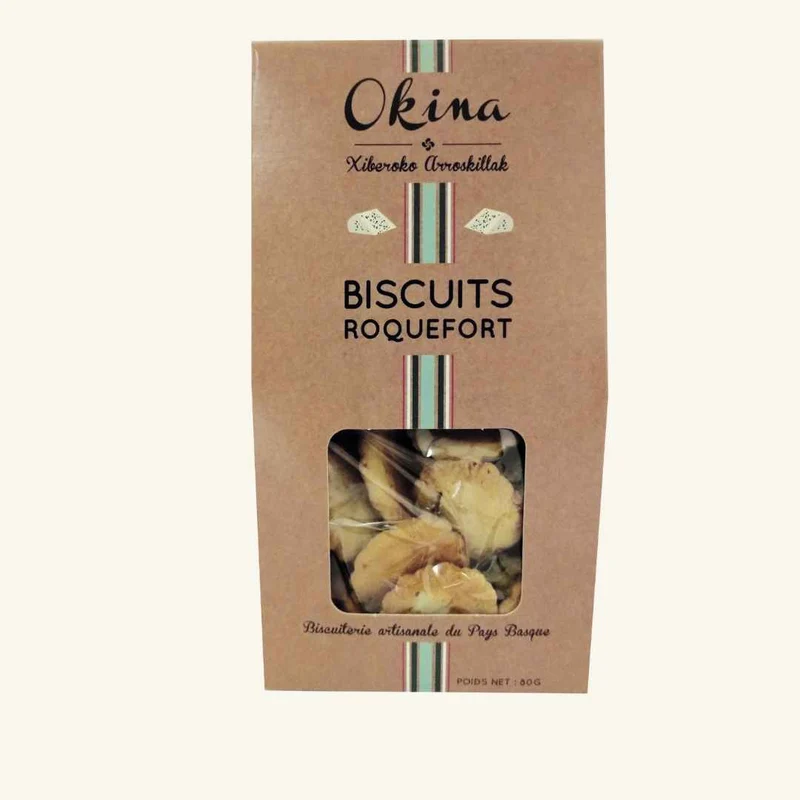 OKINA - Biscuit Roquefort - Salzgebäck Roquefort Käse - 80g