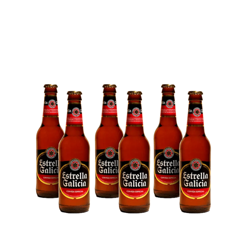 Cerveza Estrella Galicia - Spanisches Bier (33cl x 6 Pack)