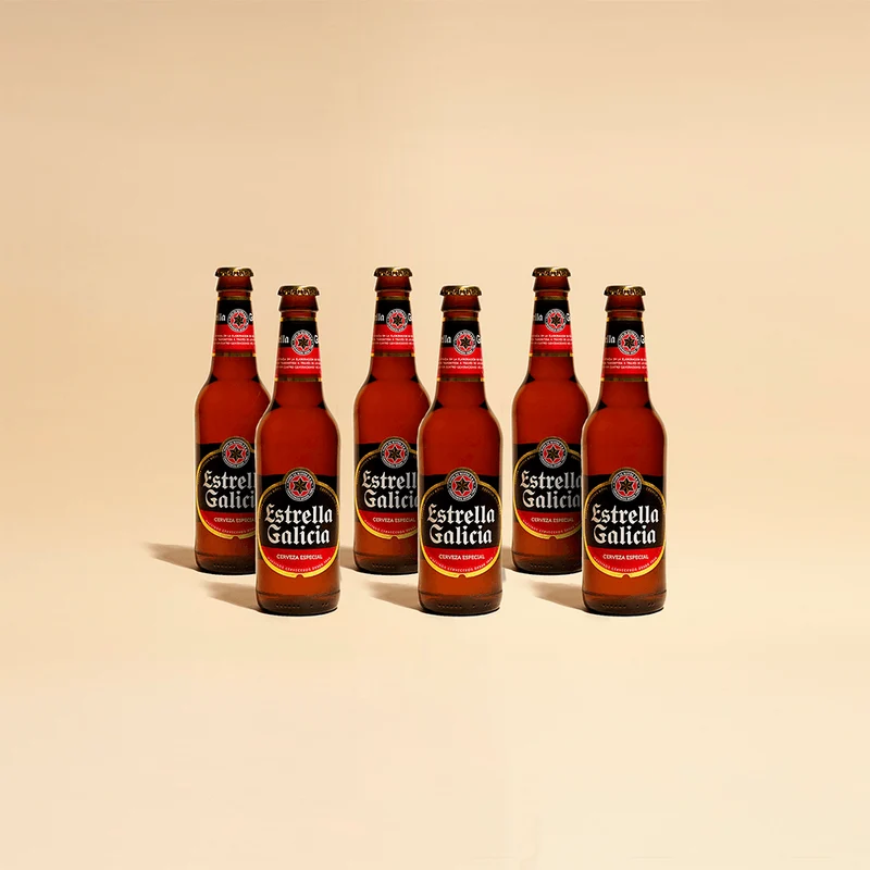 Cerveza Estrella Galicia - Spanisches Bier (33cl x 6 Pack)
