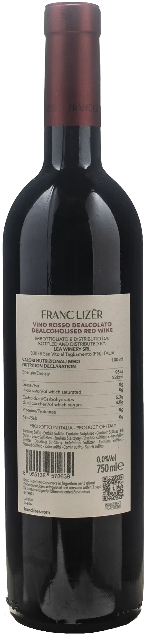 Franc Lizer Rosso Zero Alcol
