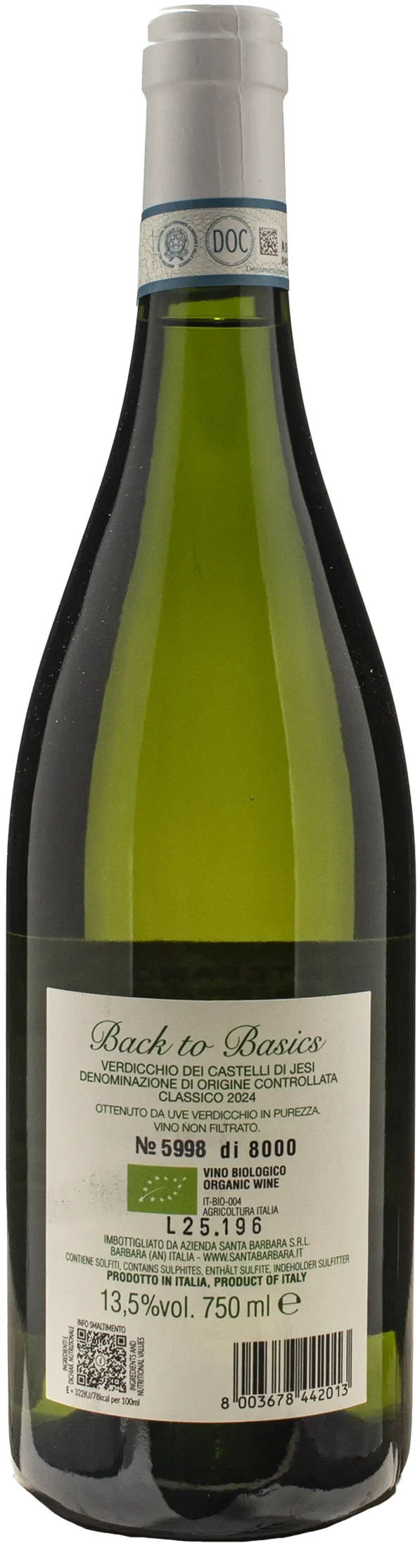 Santa Barbara Verdicchio Castelli di Jesi Back to Basics 2024