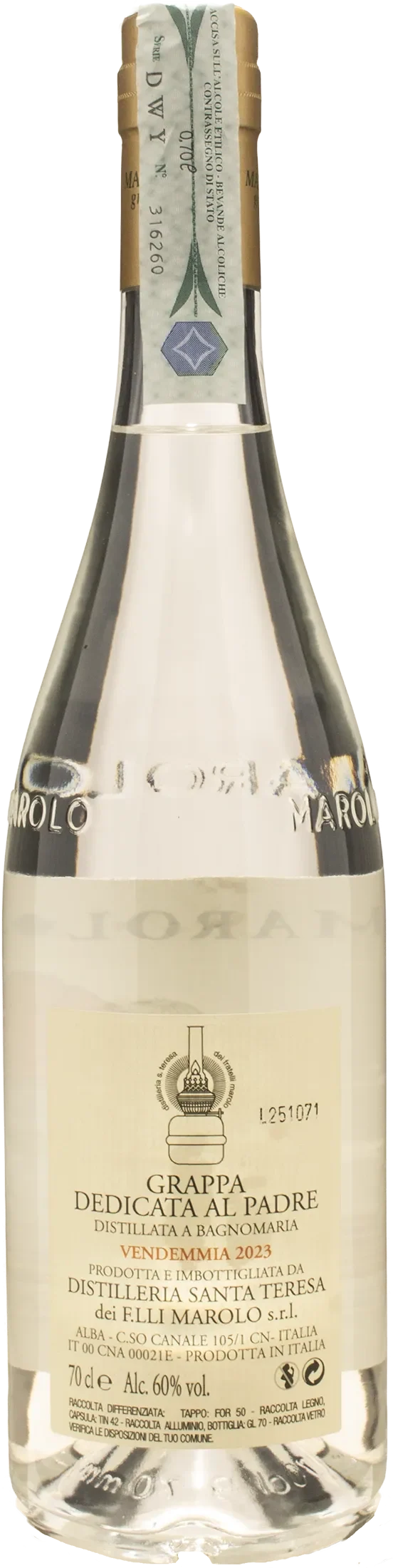 Distilleria Marolo Grappa Dedicata al Padre 0.7L