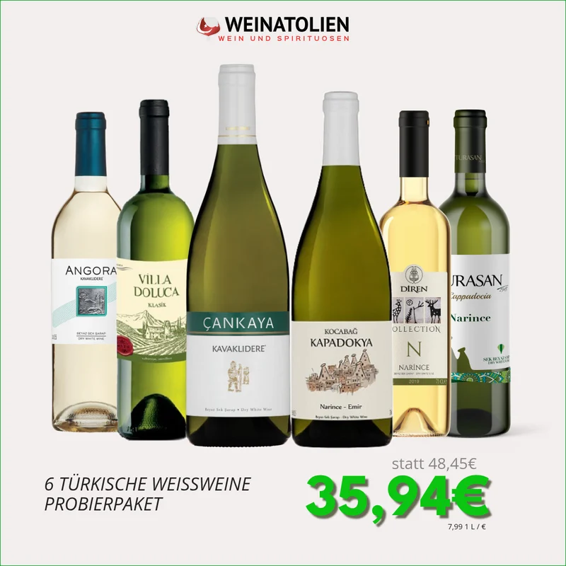 Weißwein Probierpaket – 6 türkische Weißweine