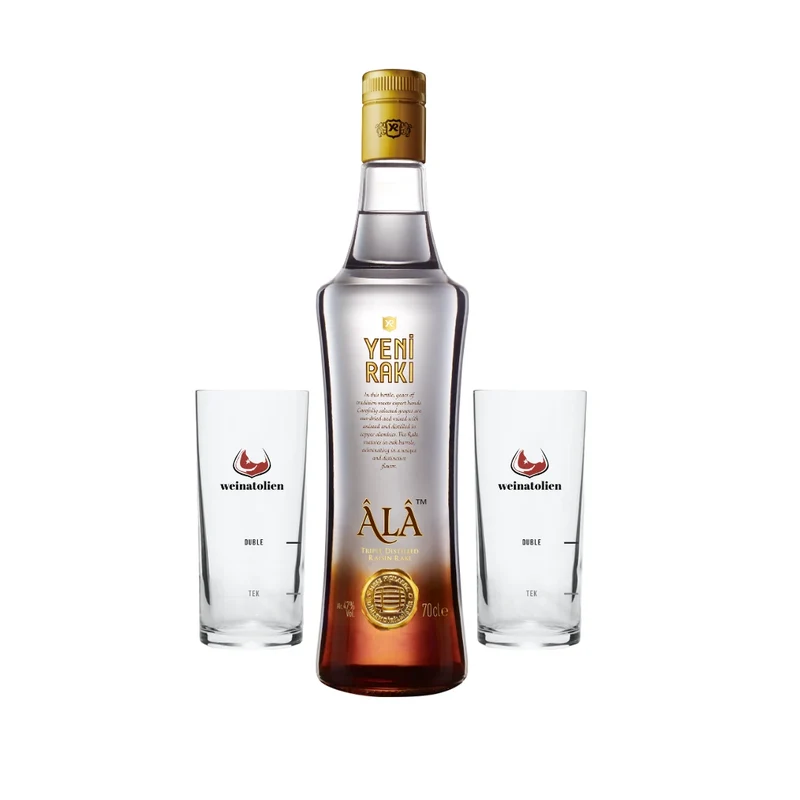 Yeni Rakı Âlâ 70 cl mit 2 Weinatolien Rakıgläsern