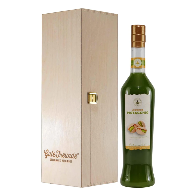 Golmar Pistacchio Liquore mit Geschenk-Holzkiste