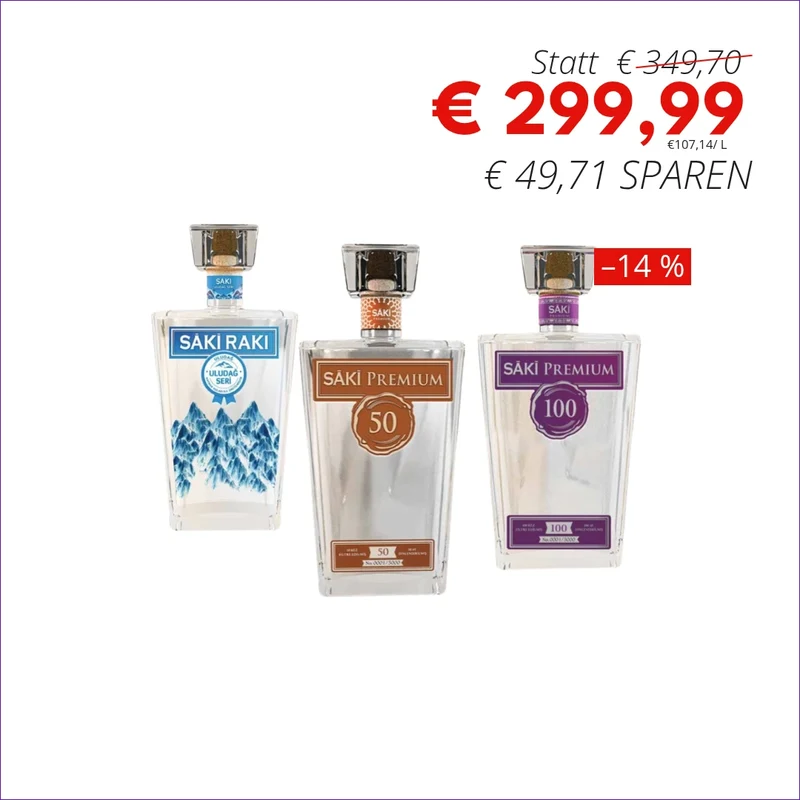 Sâki Rakı Premium Probierpaket – 3 Sorten