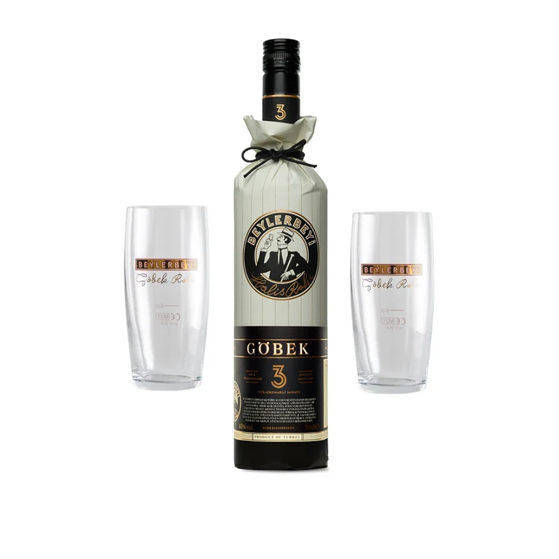 Beylerbeyi Göbek Rakı 70 cl + 2 Beylerbeyi Gläser