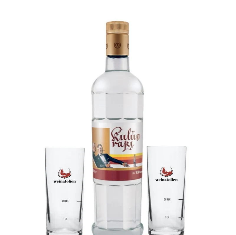 Kulüp Rakı 70 cl mit 2 Rakıgläsern
