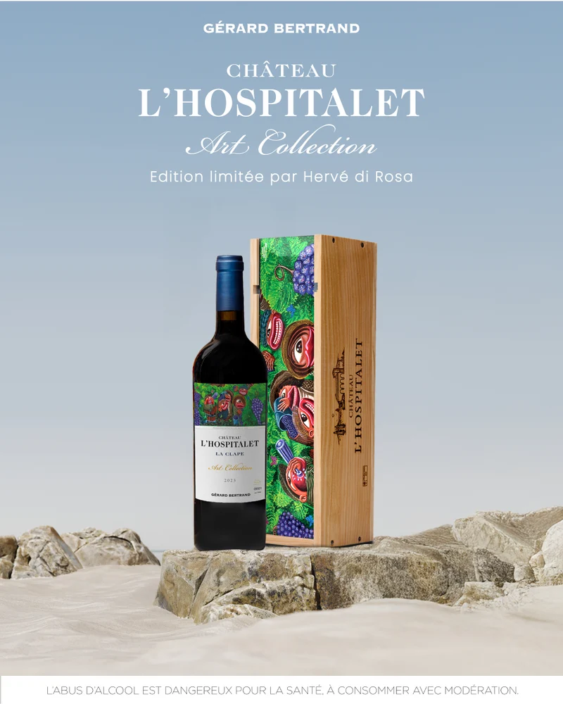 Château l'Hospitalet art collection Coffret unitaire 75cl vin rouge La Clape 2023 édtion limitée par Hervé Di Rosa
