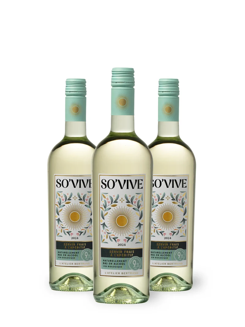 So'Vive vin blanc bio IGP Pays d'Oc 2024 – Lot 3 Bouteilles 75cl