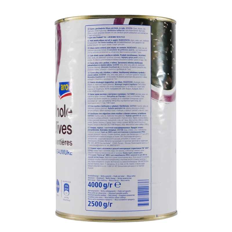 aro Whole Schwarze Oliven Ganz 4,0KG