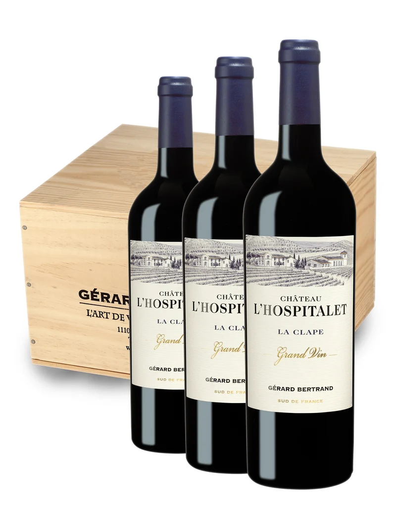Château L'Hospitalet Grand Vin Rouge AOP La Clape 2019 – 75cl Caisse bois 6 bouteilles