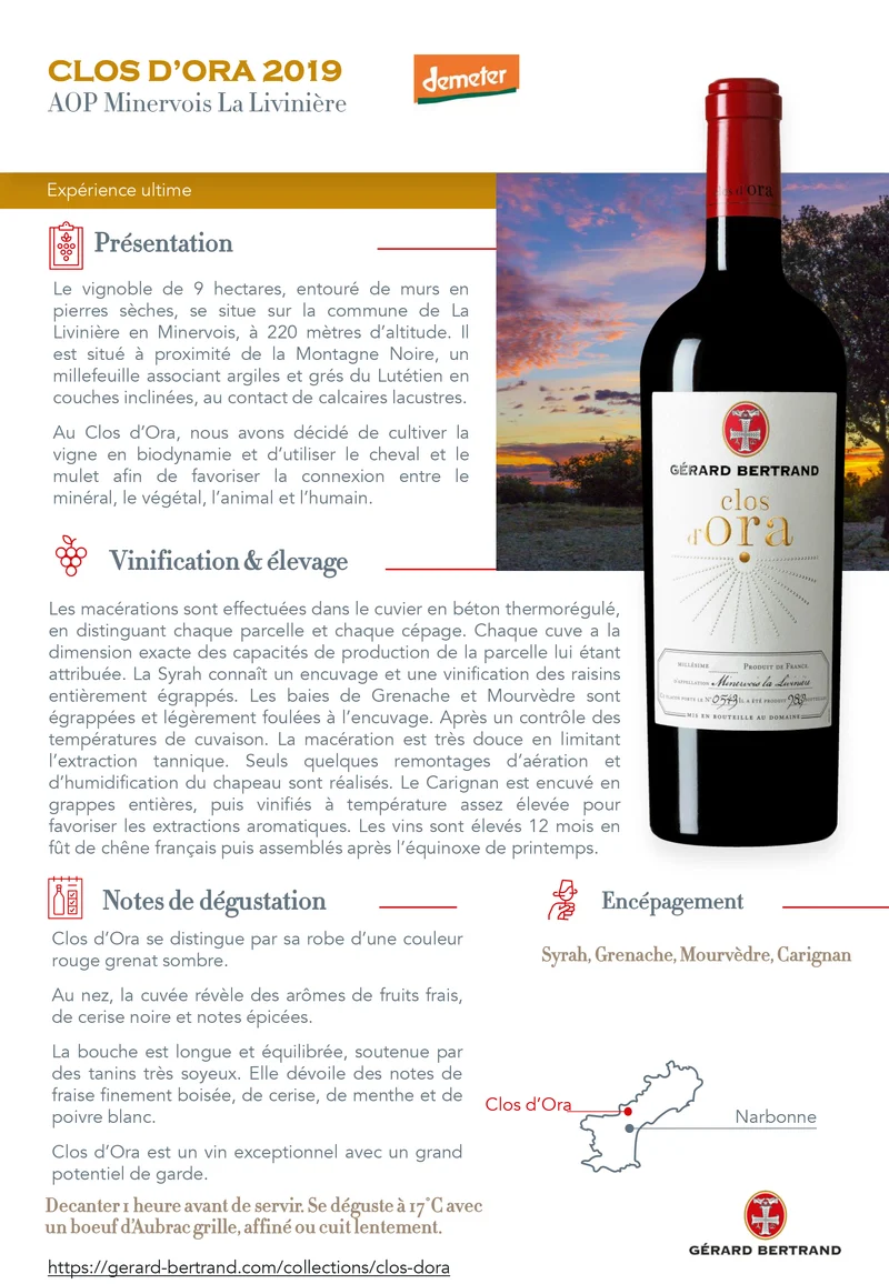 Clos d'Ora 2019 Coffret Bois 6 Bouteilles 75cl vin rouge iconique