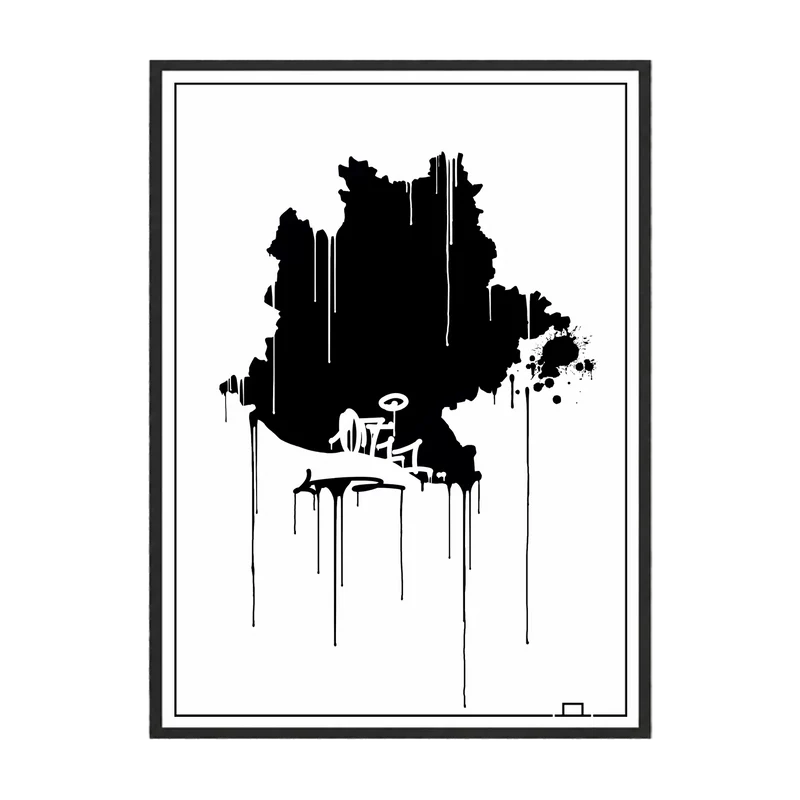 0711 Landkarte Kunstdruck Stuttgart