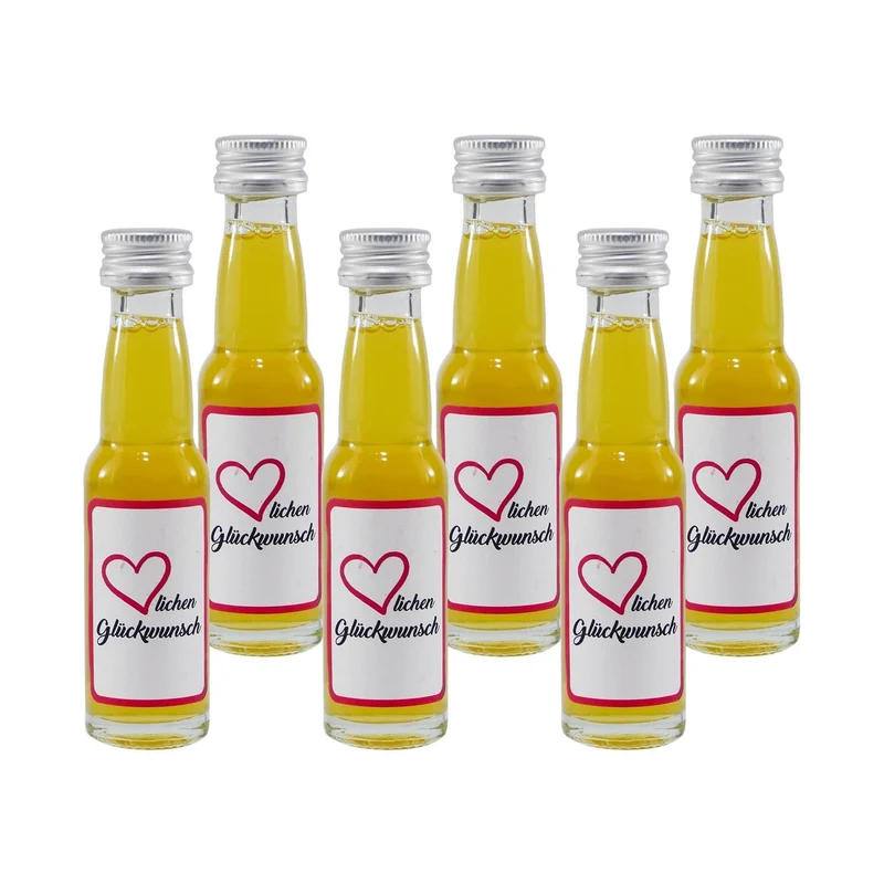 Spaßflasche Maracuja-Likör "Herzlichen Glückwunsch Eckig" (12 x 0,02L)