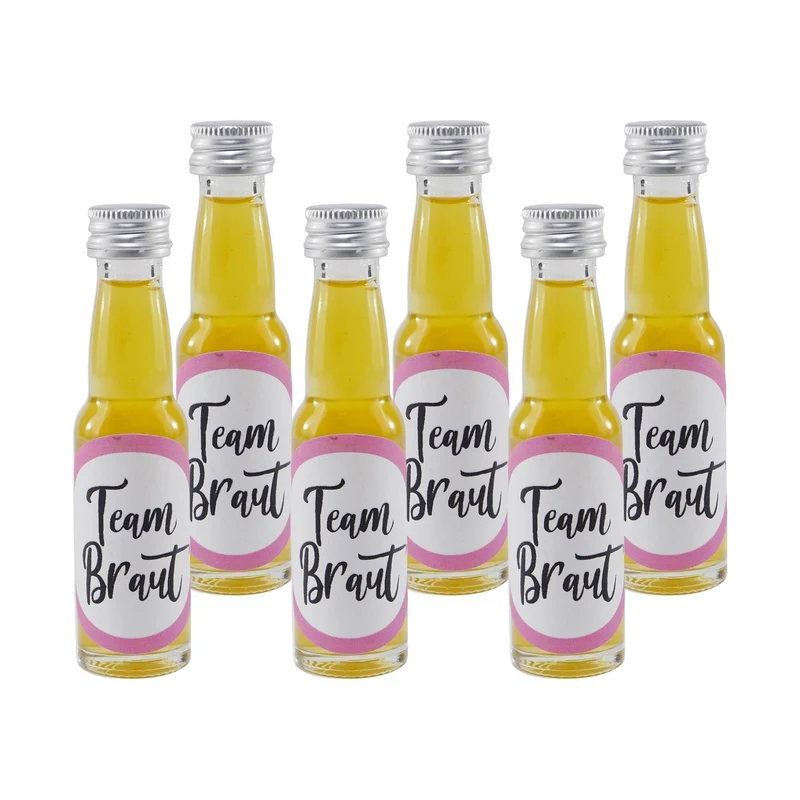 Spaßflasche Maracuja-Likör "Team Braut" (12 x 0,02L)