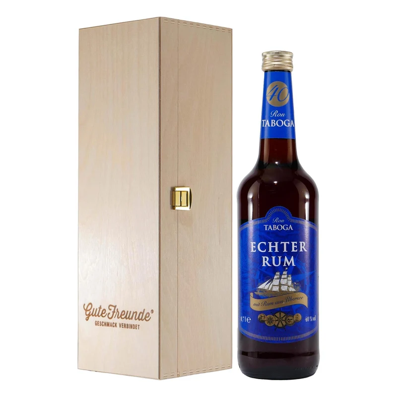 Ron Taboga Echter Rum 40% mit Geschenk-Holzkiste
