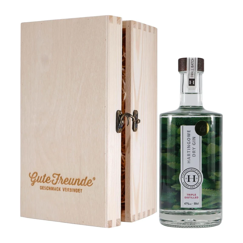 Hartingowe Pinsapo Dry Gin mit Geschenk-Holzkiste
