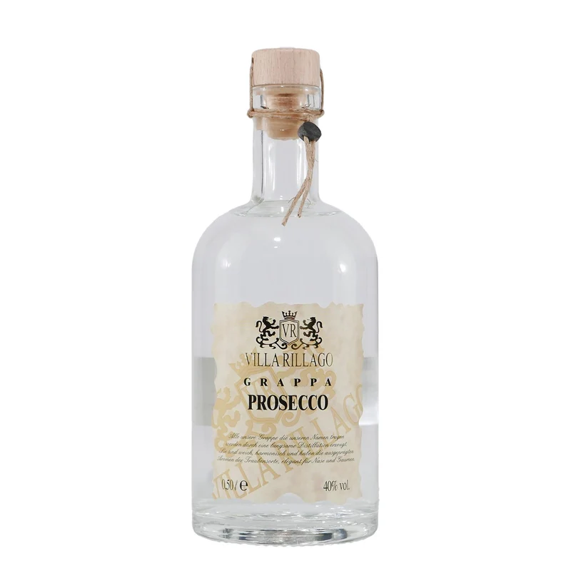 Villa Rillago Prosecco Grappa mit Geschenk-Holzkiste