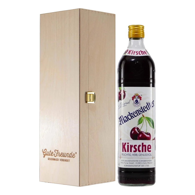 Mackenstedter Kirschlikör mit Geschenk-Holzkiste