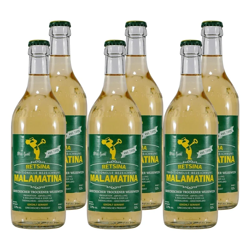 Retsina Malamatina Weißwein -trocken- (6 x 0,5L)