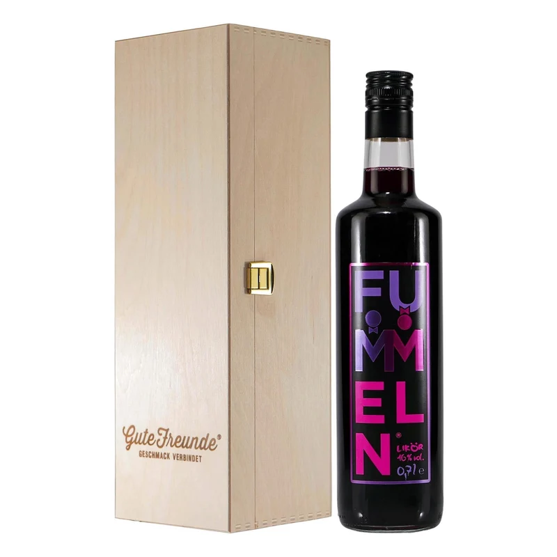 Banneke Fummeln Likör mit Geschenk-Holzkiste