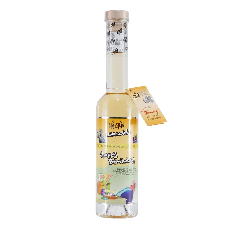 Stein-Zeit "Happy Birthday" Birnen-Schnaps Geschenk-HK